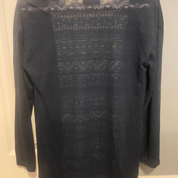 Janina women’s burn out print navy 3/4 sleeve cardigan size 6 EUC - Picture 4 of 5